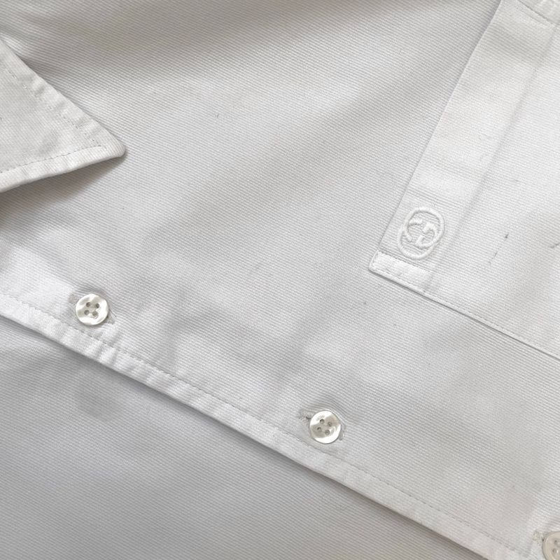 Camisa Manga Curta Gucci Vintage Branca Social de Botão | Gucci