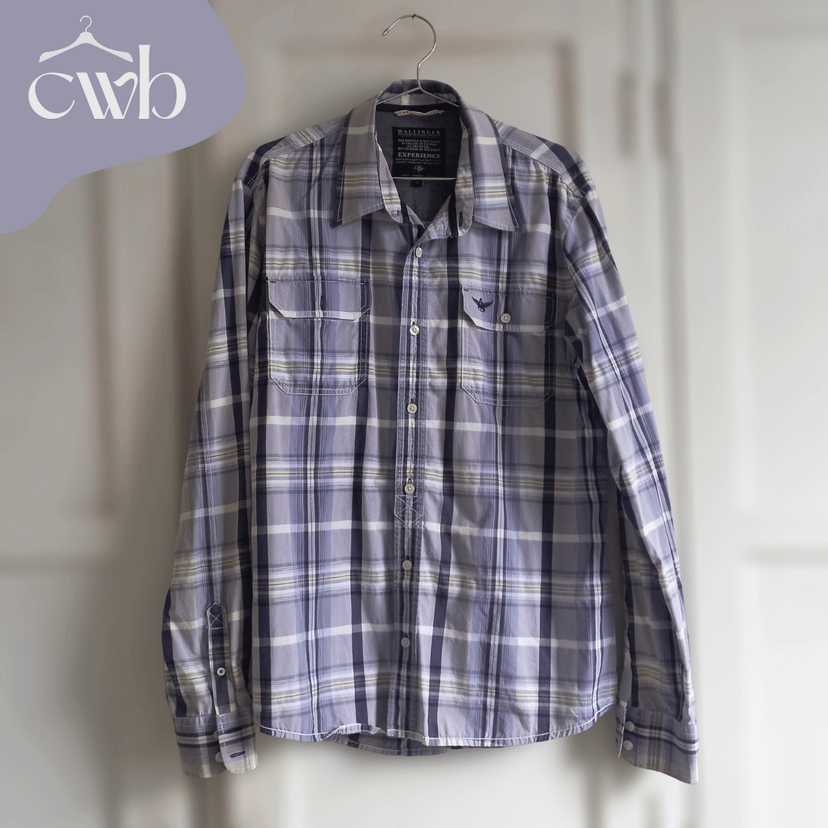 Camisa Manga Longa Quadriculada Azul e Branca | Hallinger | Camisa ...