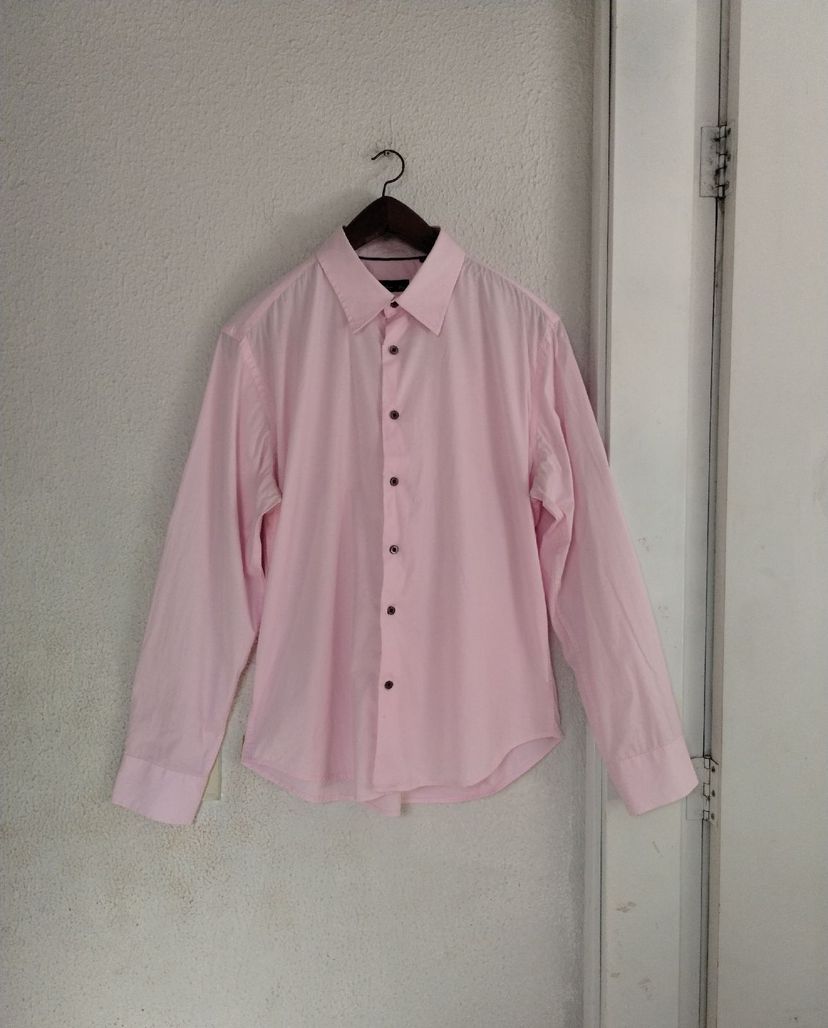Camisa Manga Longa Social Rosa Tng Tam G | Camisa Masculina Tng Usado ...