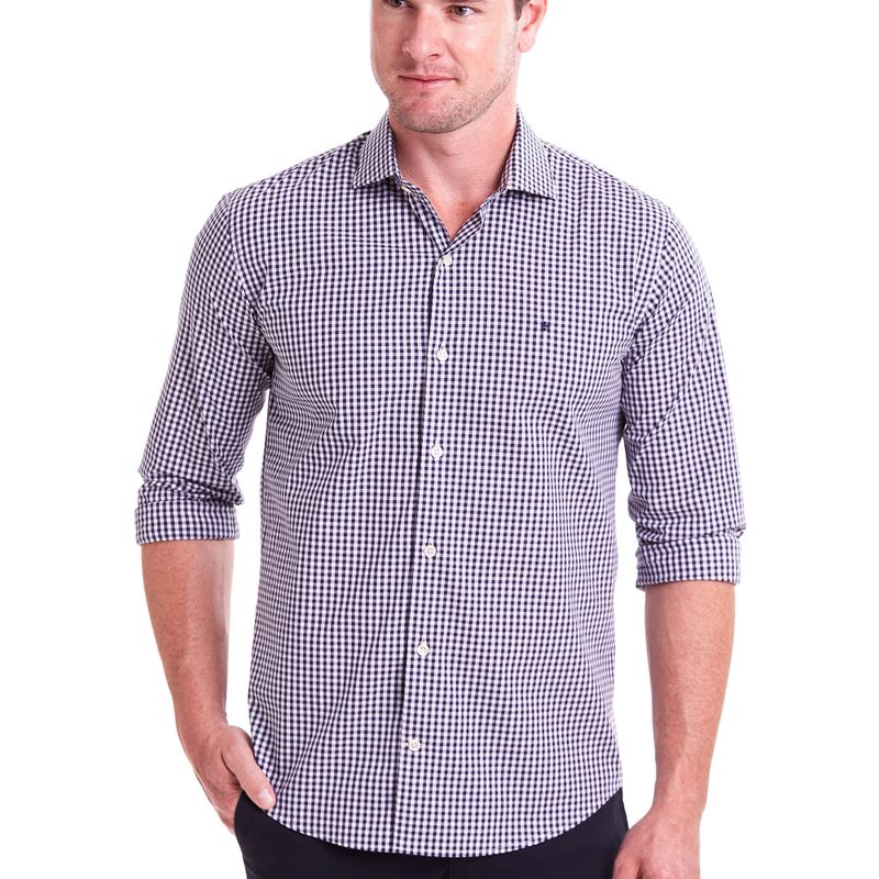 Camisa Slim Fit Xadrez Tecido Tricoline