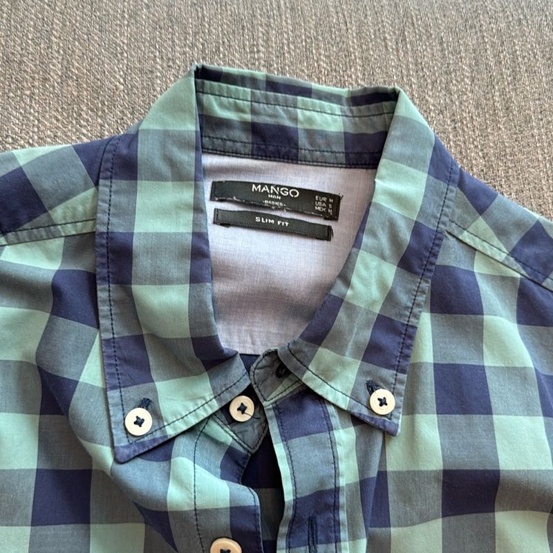 Camisa Mango Xadrez: Verde e Azul Mango Usado 112362938 enjoei