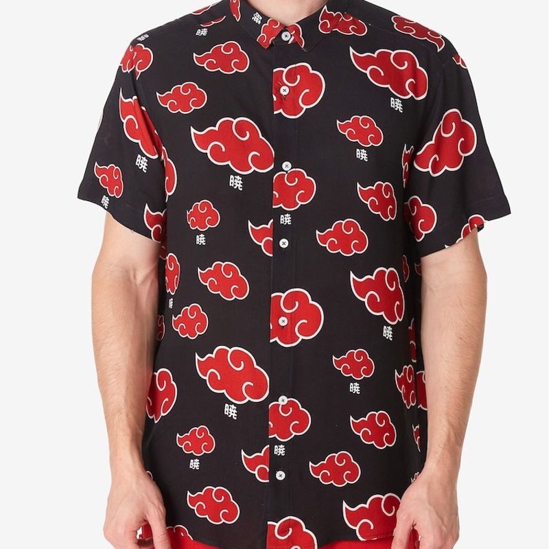 Camiseta naruto akatsuki nuvens vermelhas