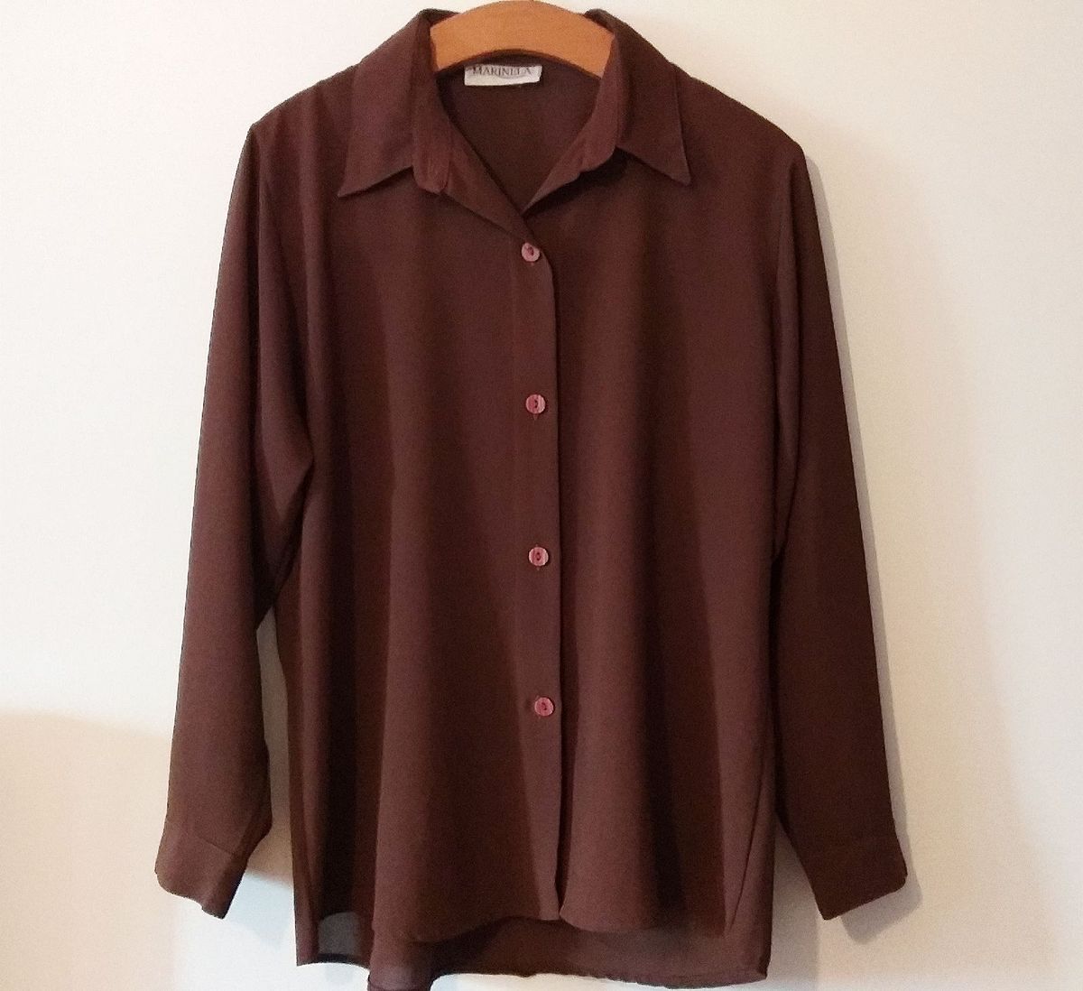 camisa marrom manga longa, marinela. - camisas marinela