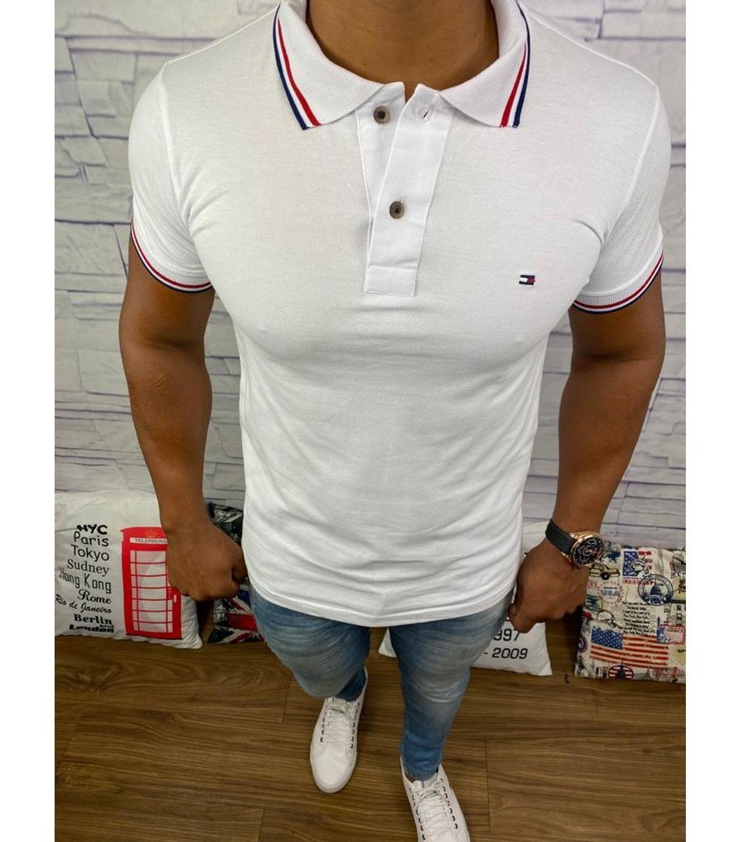 camisa polo branca tommy hilfiger