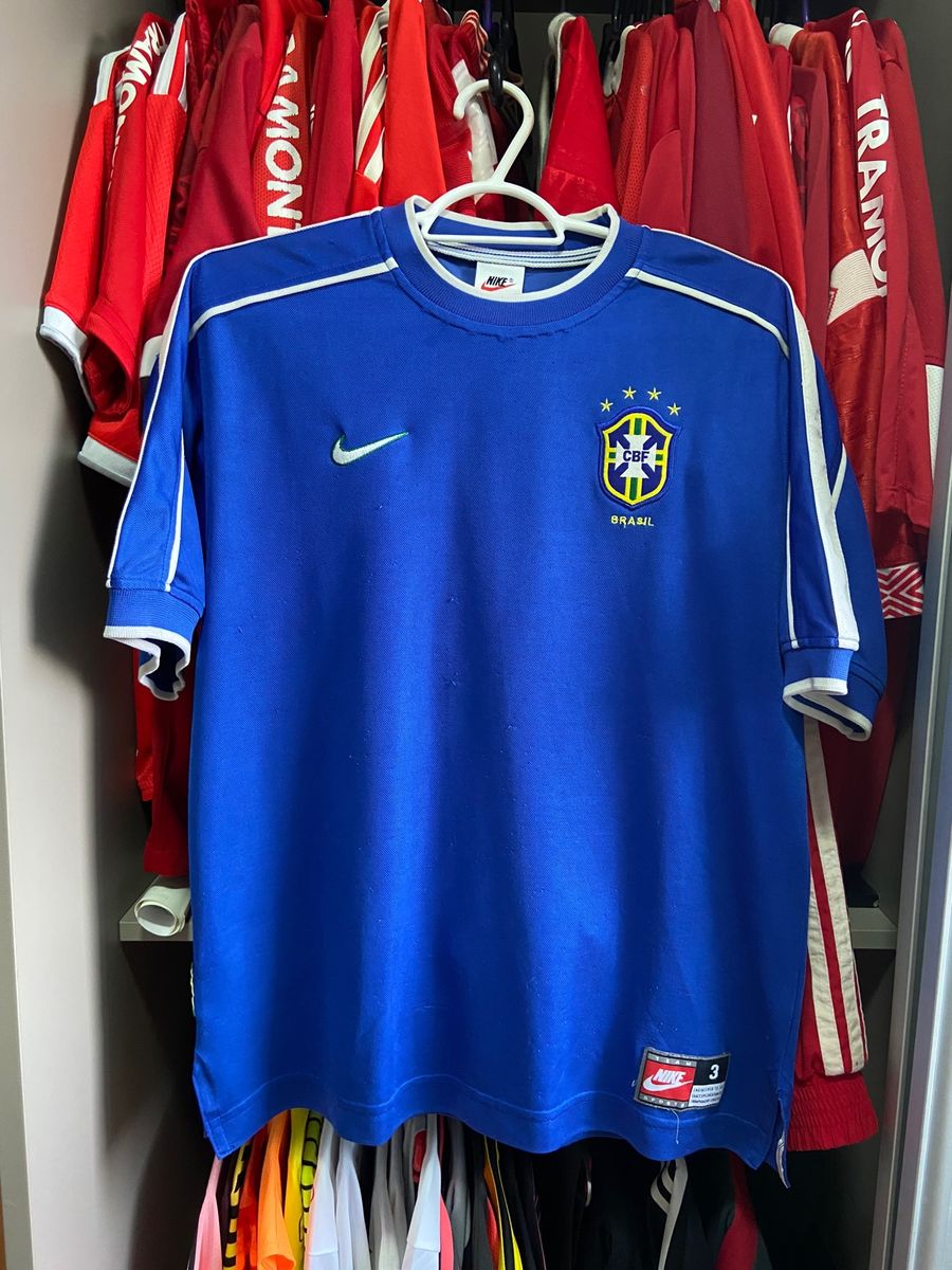 Camisa Nike Brasil 1998 Azul Antiga de Loja Raridade