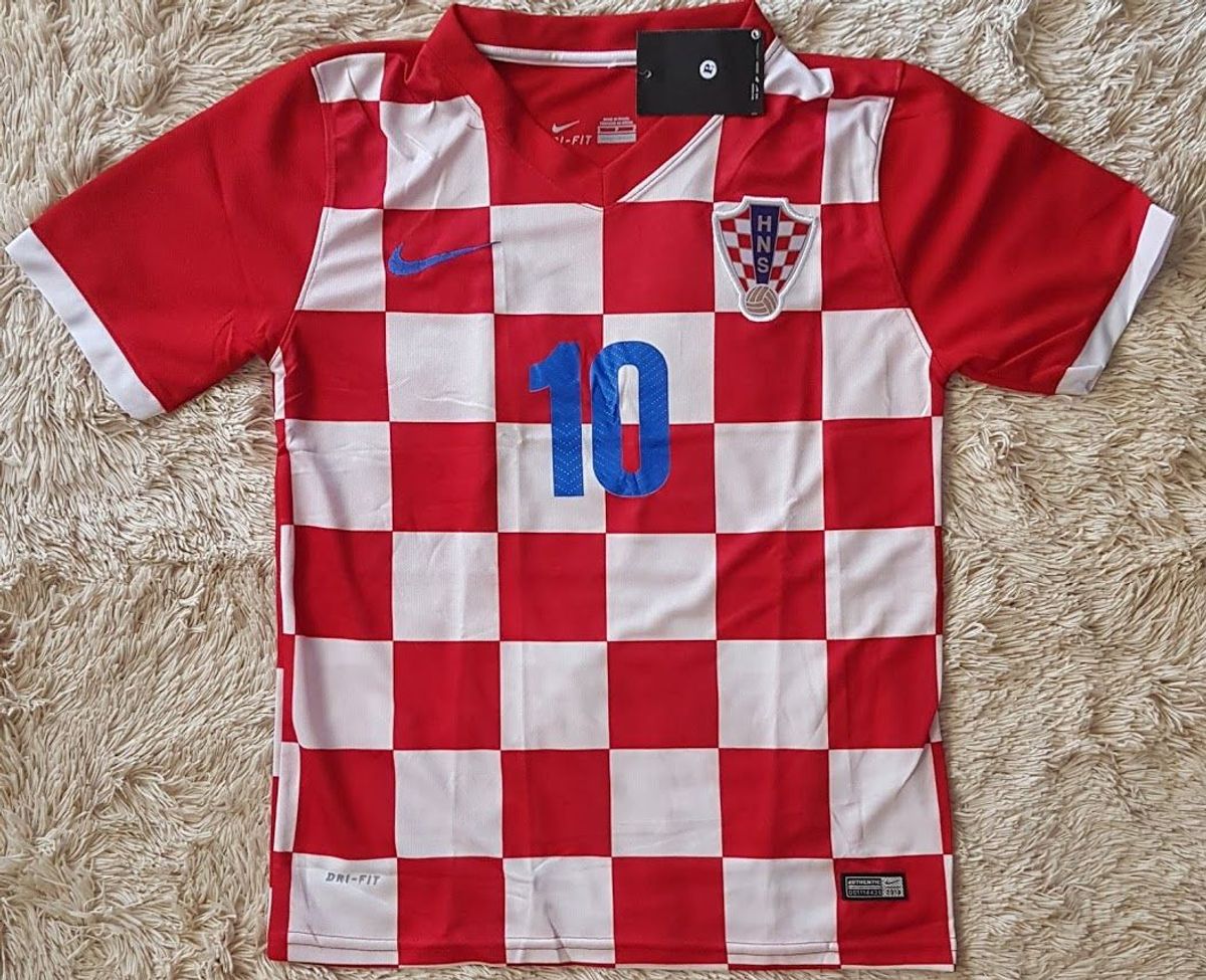 Camisa Oficial Croácia Copa 2014 Quadriculada Modric Tam P | Roupa