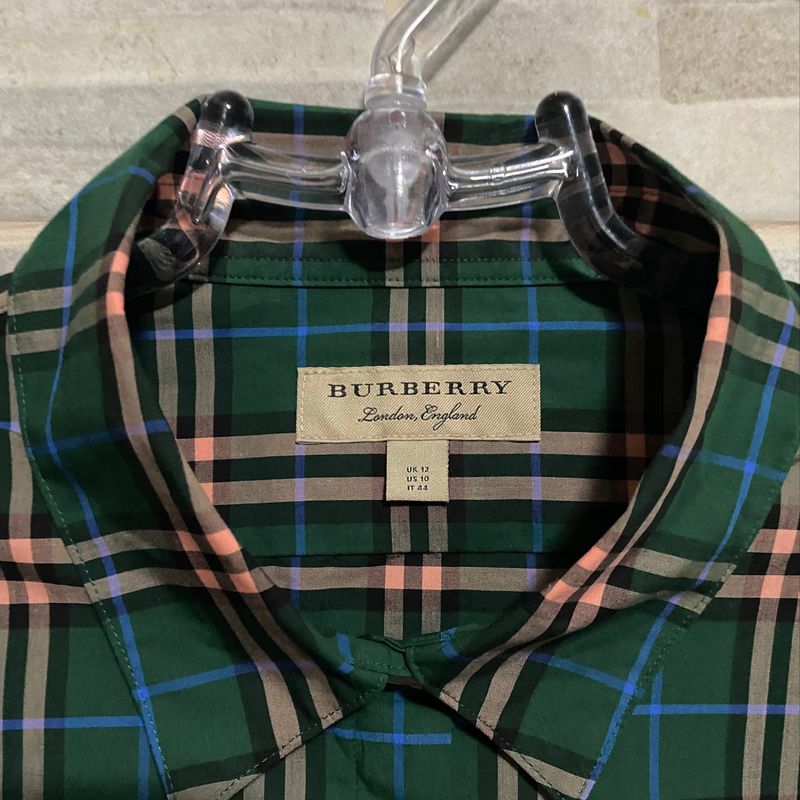 Camisa Original Xadrez Adulto Verde Burberry Tamanho 10 Burberry Usado 93687069 enjoei