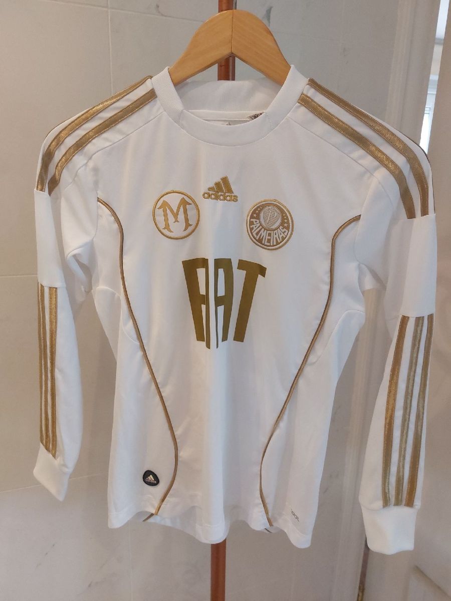 Camisa Palmeiras Branca e Dourada Goleiro Marcos Tamanho 14 Roupa Esportiva Masculino Adidas