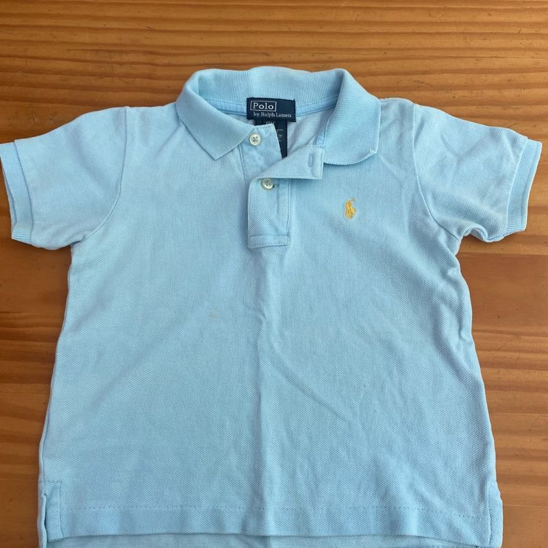 Camisa Polo Azul Bebê Roupa Infantil para Bebê Ralph Lauren