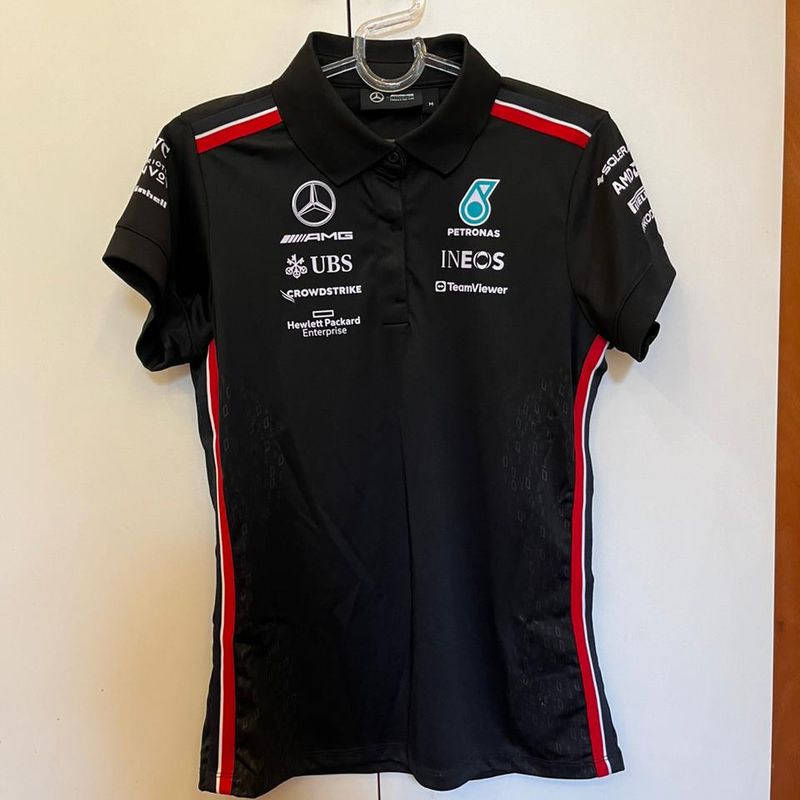 Amg F1 Team Camiseta Tommy Hilfiger Mercedes Camisa Polo Feminina