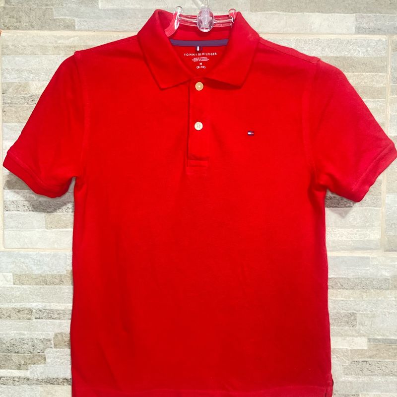 Camisa Polo Infantil Vermelha Tommy Hilfiger Tamanho 8/10 Tommy