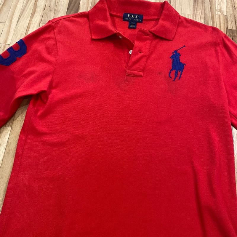 Camisa Polo Ralph Lauren Gola V vermelha - sandramodas