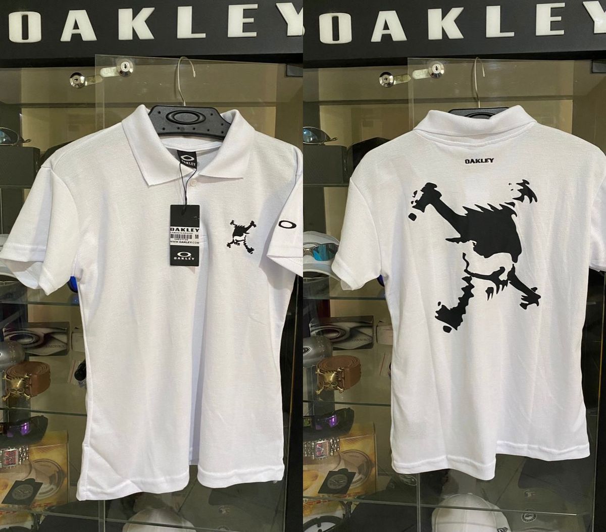 Camisa Polo Oakley Skull Branca (Gg)