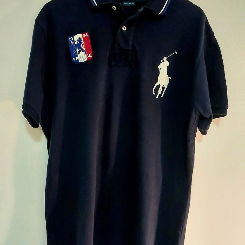 Camisa Polo Ralph Lauren França Bandeira - Azul - Tam: L/G