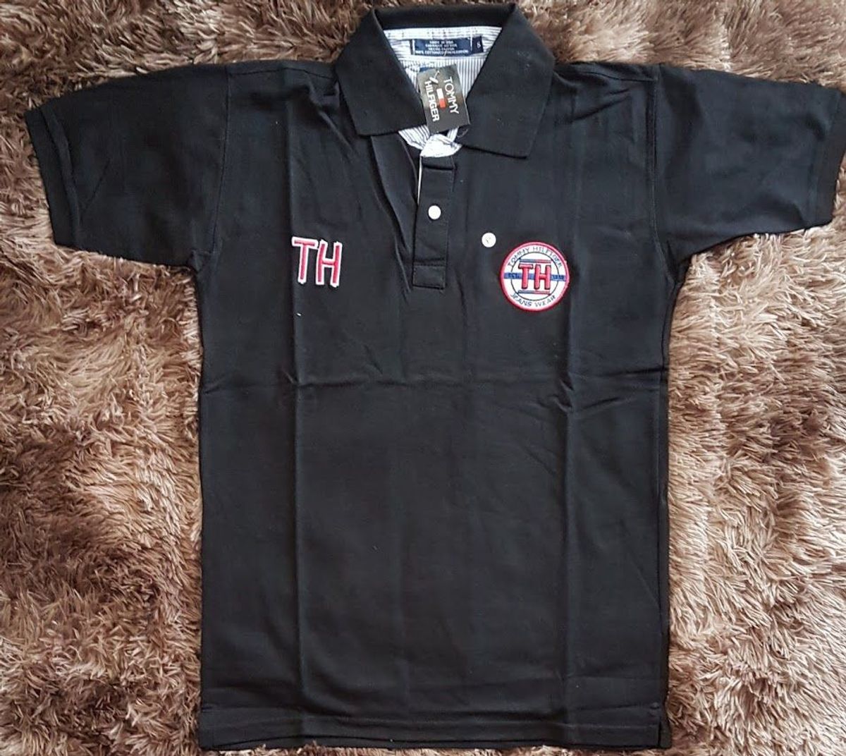 camisa preta tommy hilfiger