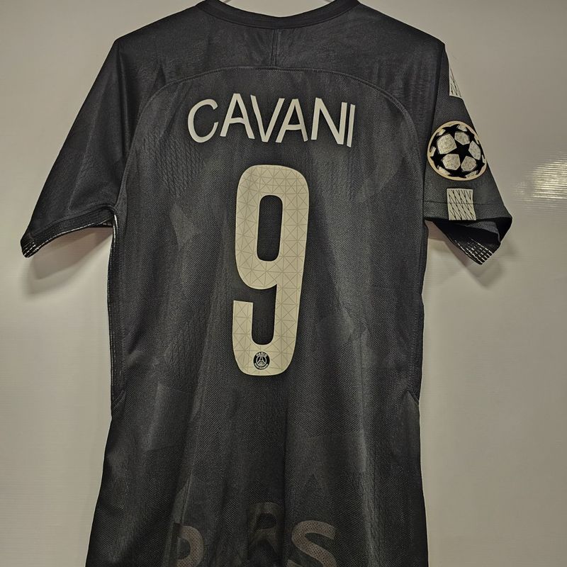 Camisa Psg Preta M Cavani 9 Champions League Completa Jogador