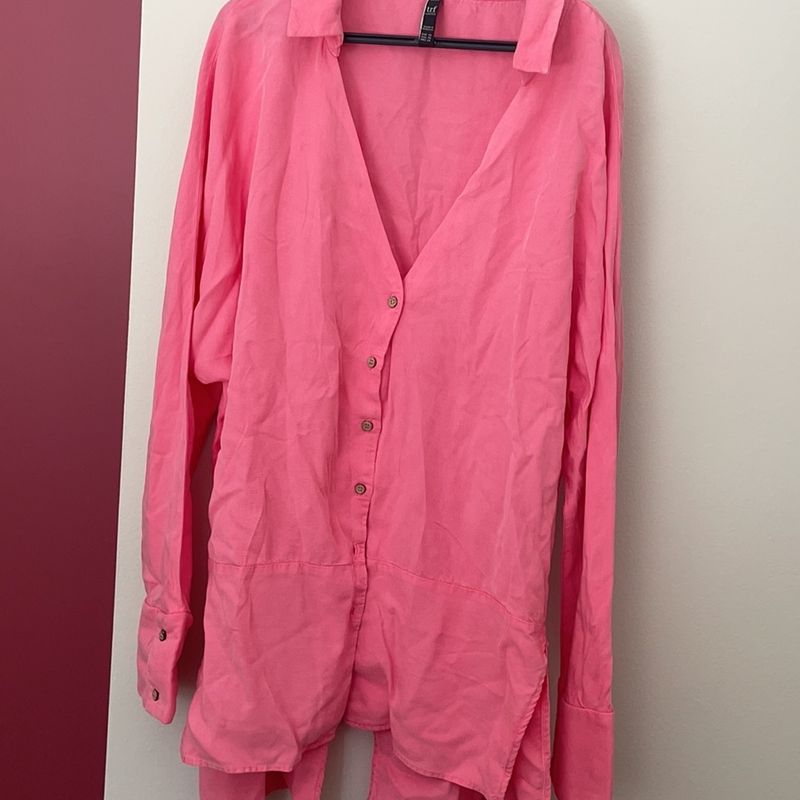 Camisa Zara Rosa Chiclete  Camisa Feminina Zara Usado 34822147