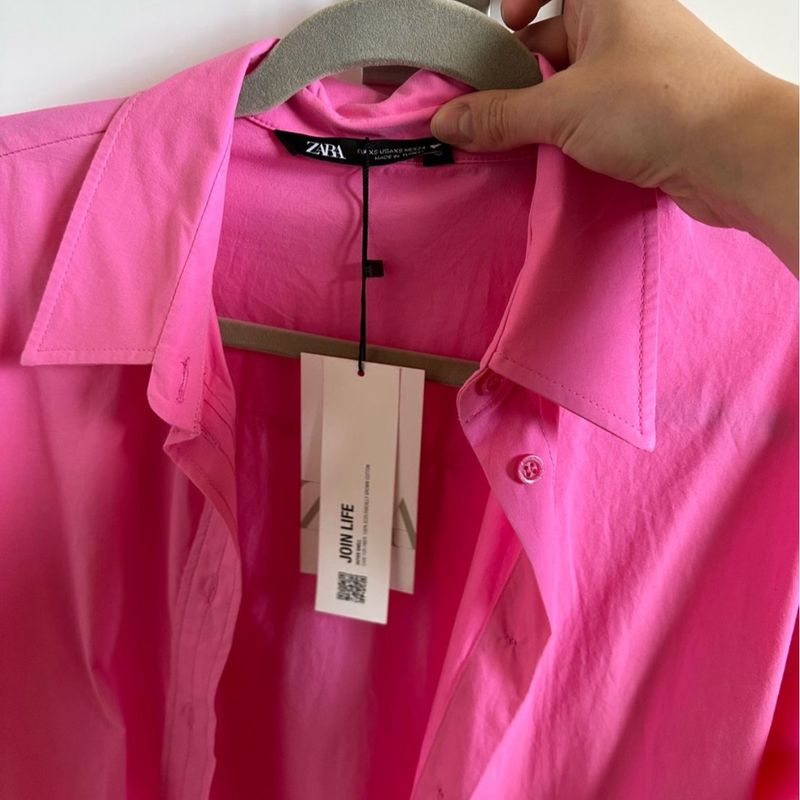 Camisa Zara Rosa Chiclete  Camisa Feminina Zara Usado 34822147