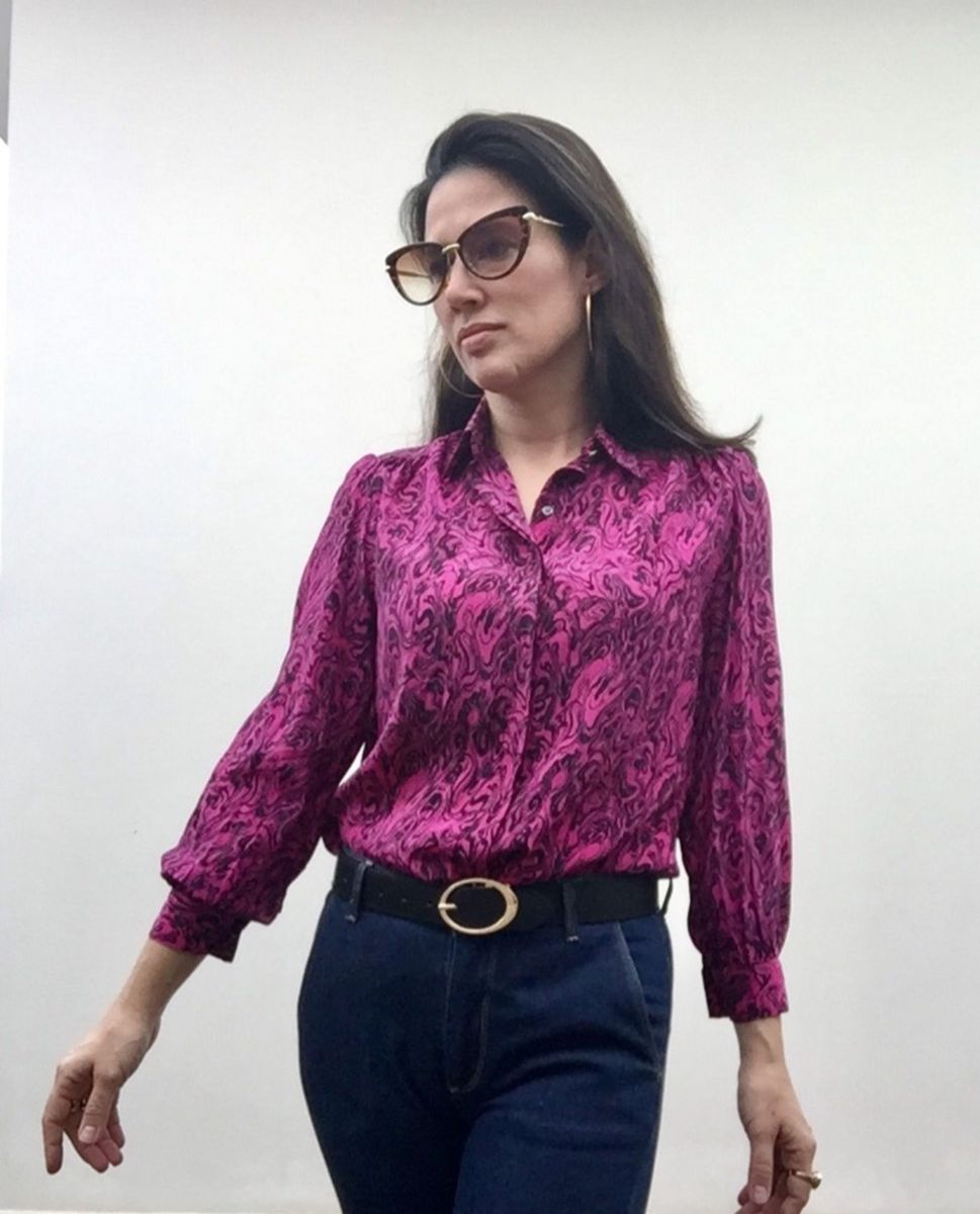 camisa seda feminina