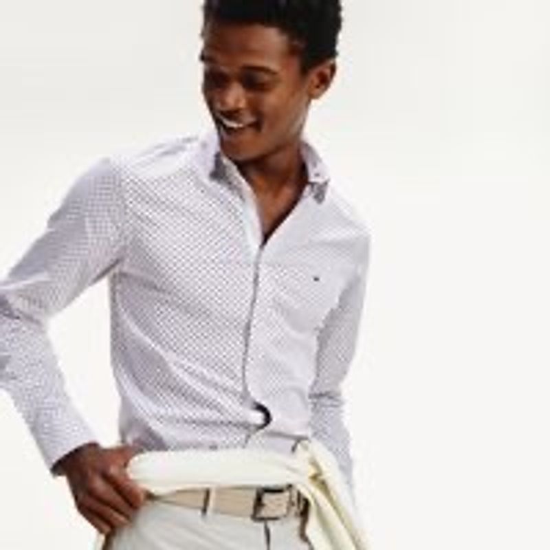 Camisa Slim Fit com Estampa Geom trica M Tommy Hilfiger Camisa