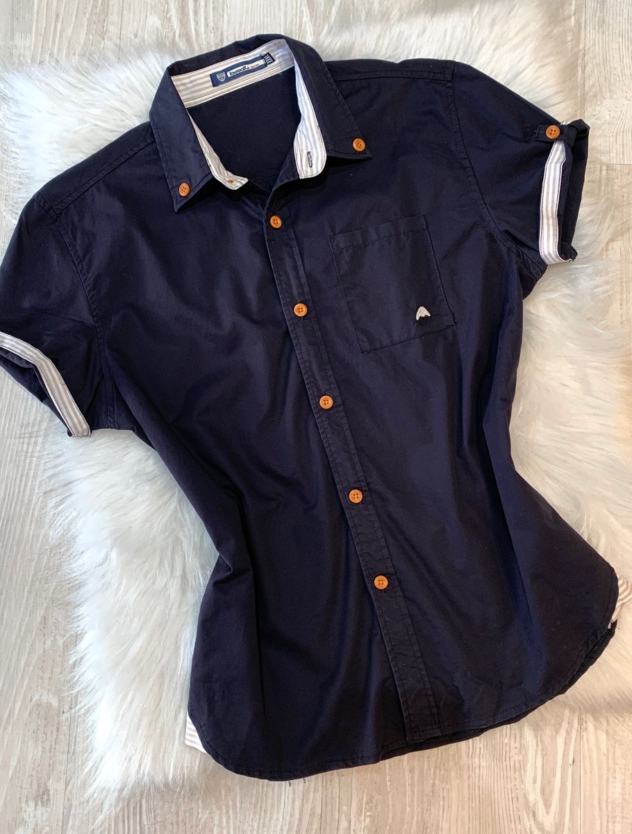 camisa social masculina slim manga curta