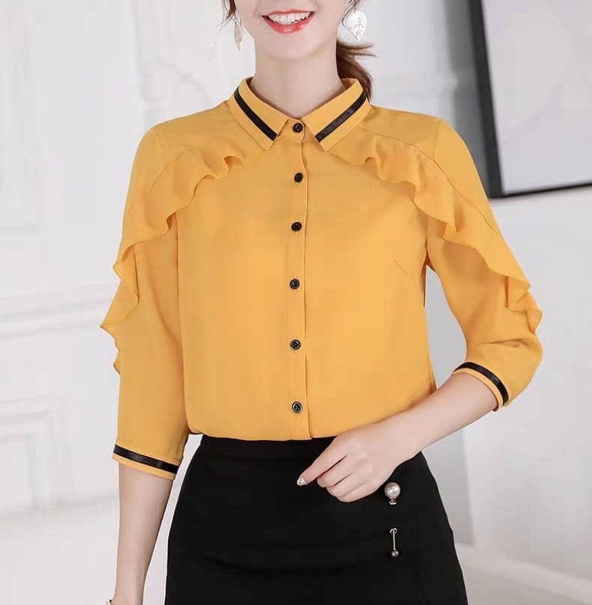 camisa social amarela