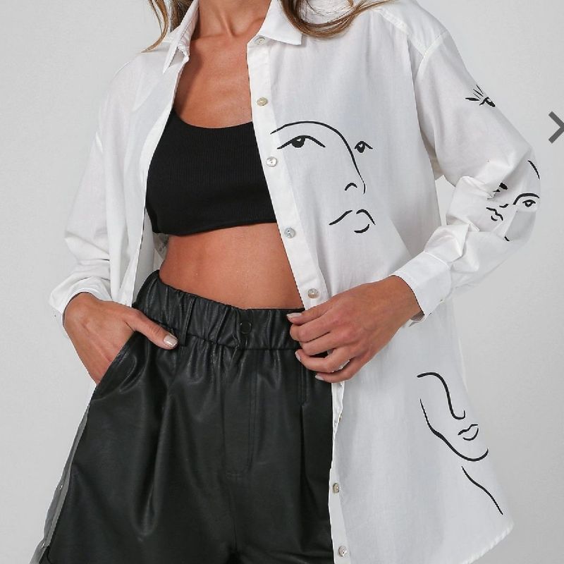 Cropped Camisa Branca Feminina Riachuelo Camisa Branca Blusa Manga