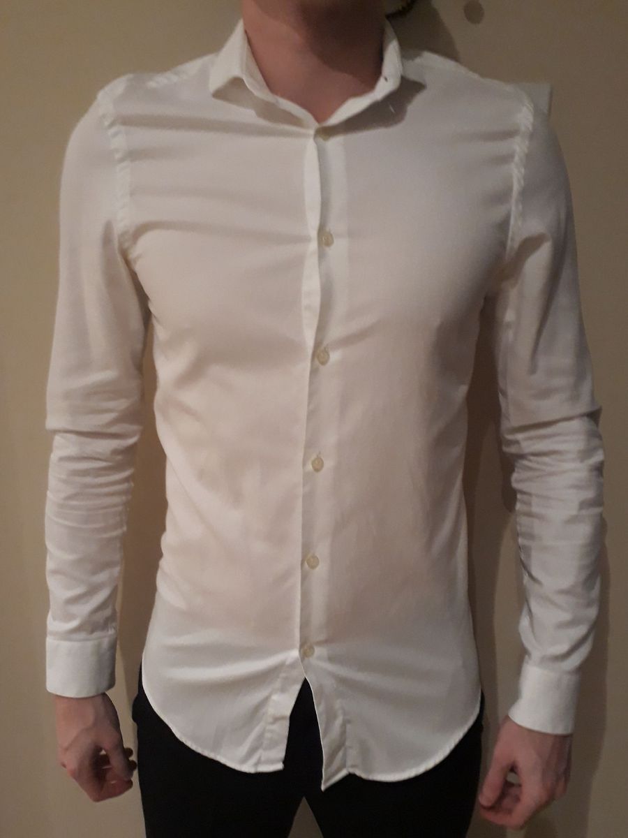 camisa social branca masculina slim fit
