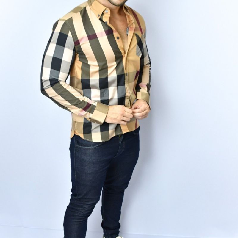 Camisa xadrez burberry outlet replica