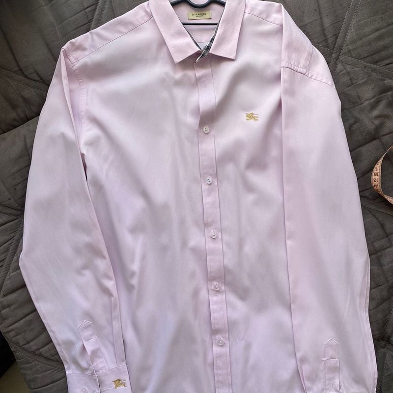 Camisa Social Burberry Rosa Original Burberry Usado 101906041