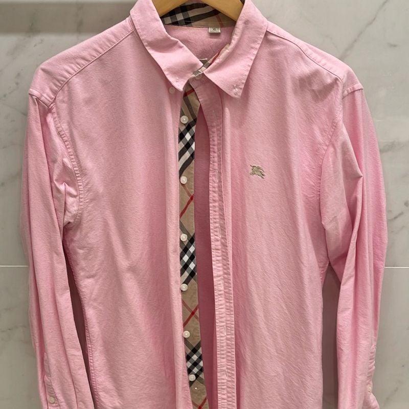 Camisa Social Burberry Xl (Serve em G) Rosa Camisa Masculina