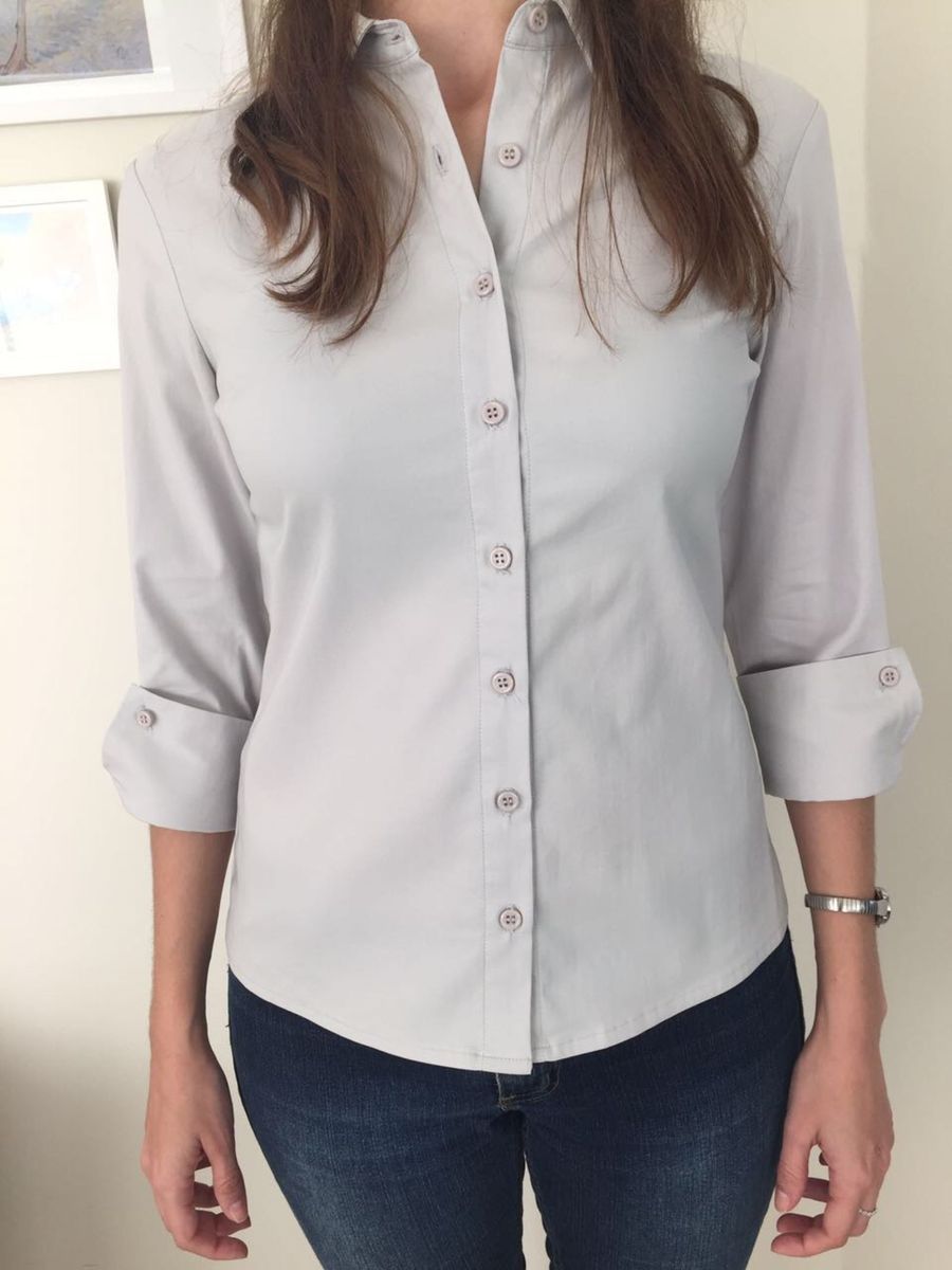 camisa social cinza feminina