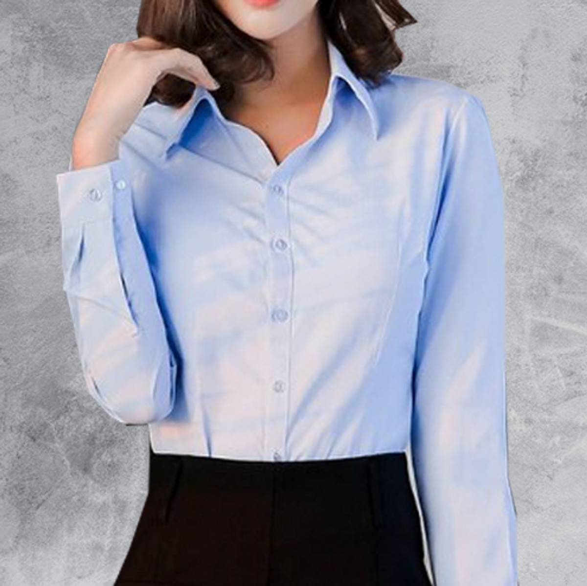 camisa social feminina azul claro