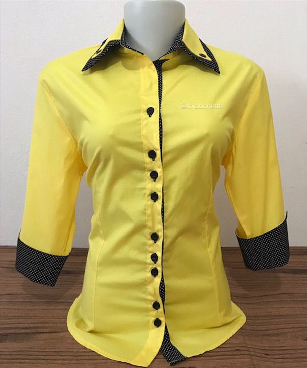 camisa social amarela