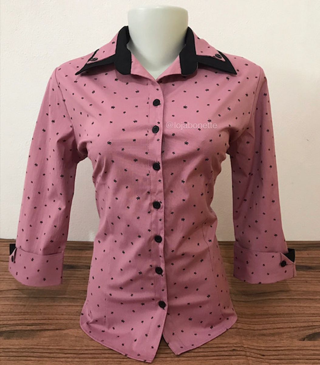 camisa feminina social estampada