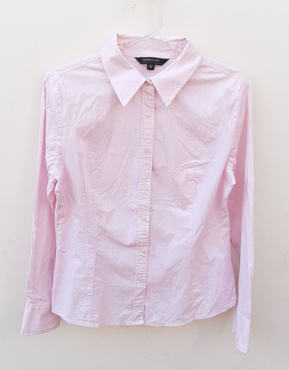 camisa social feminina rosa bebe