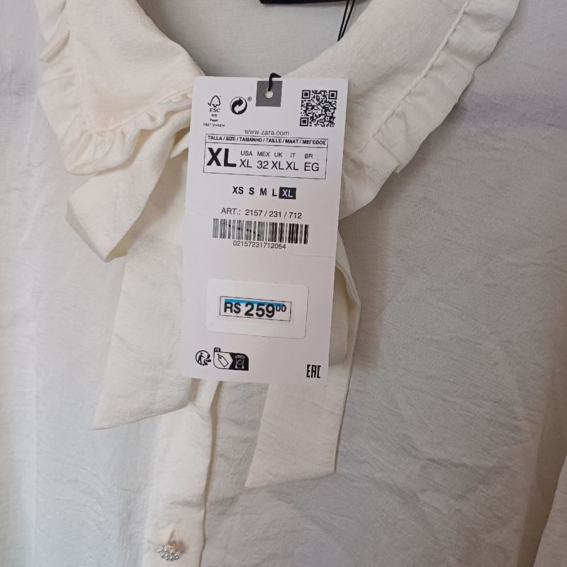 Camisa Zara Feminina Semitransparente Tamanho M, Camisa Feminina Zara  Nunca Usado 94534613