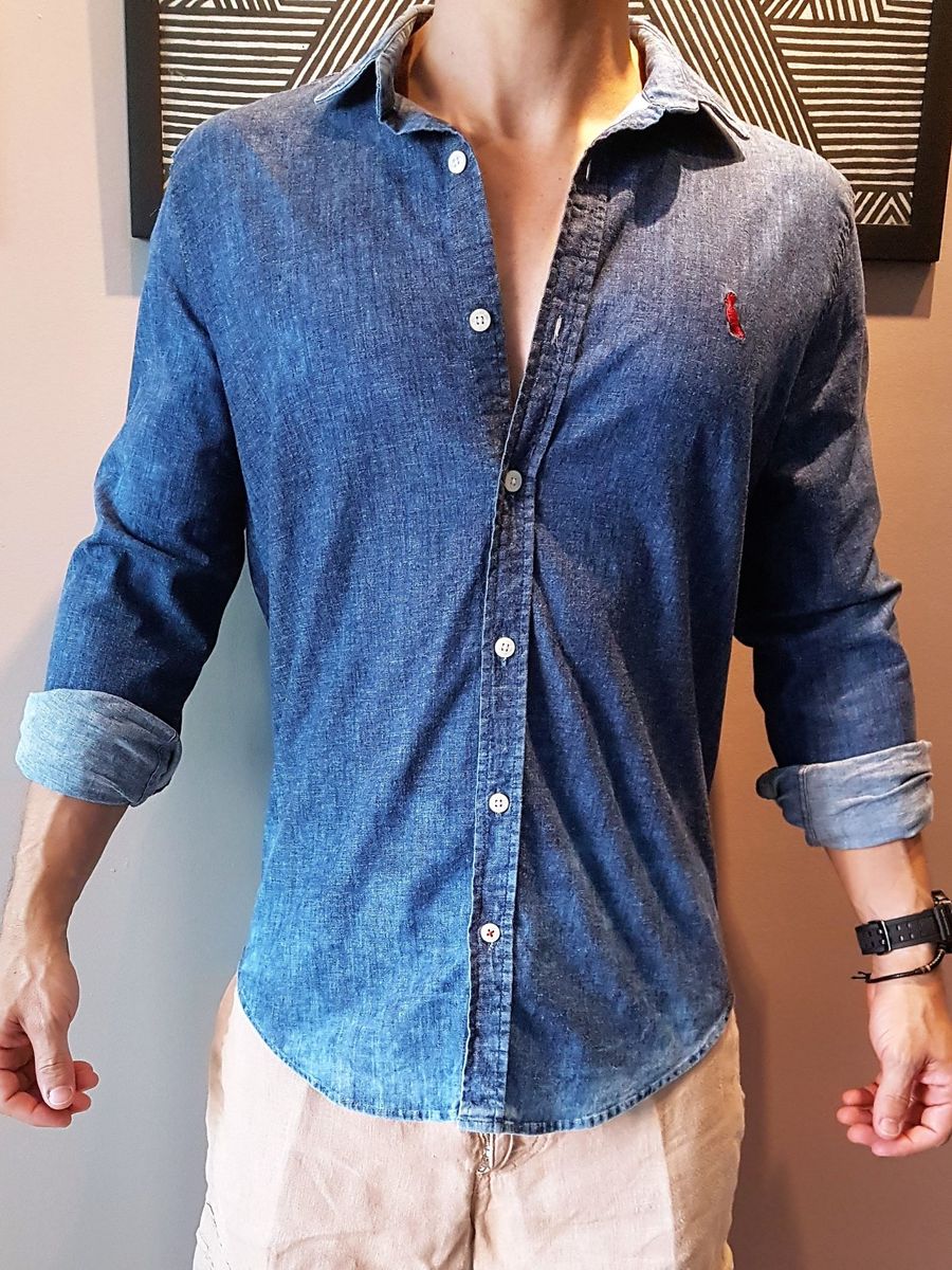 camisas social jeans masculina