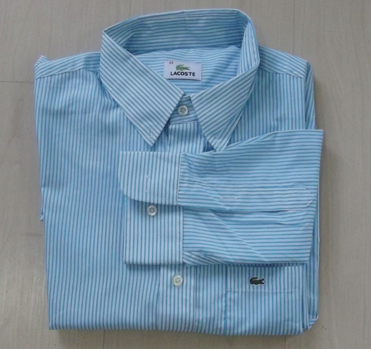 camisa social lacoste azul