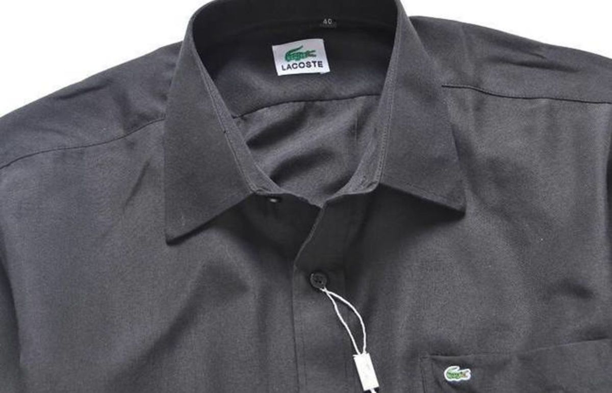 camisa social preta lacoste