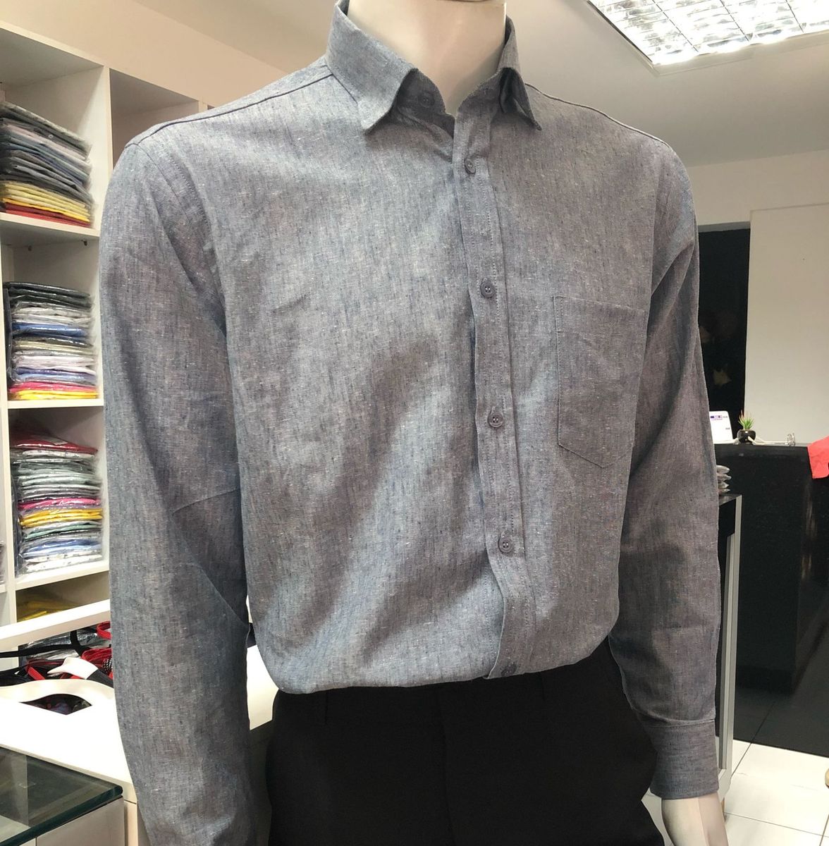 camisa social de linho masculina