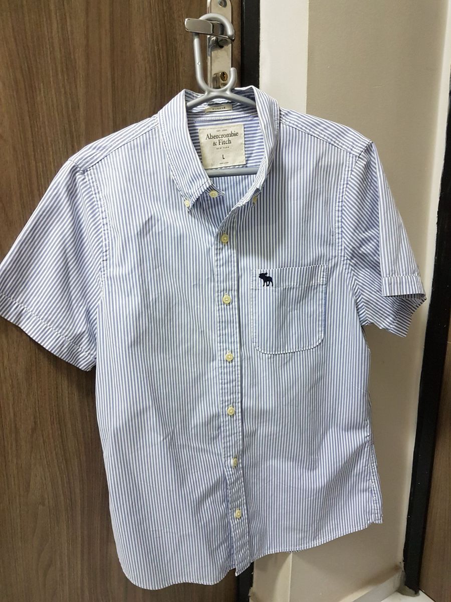 camisa social listrada manga curta