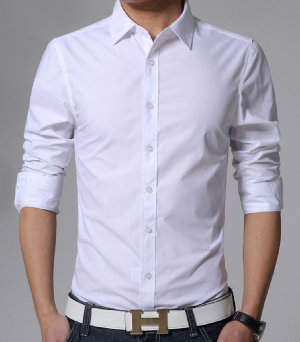 camisa slim branca masculina