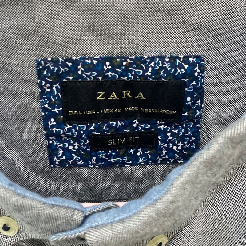 Camisa Social Masculina Zara Tamanho 42 Azul Mesclado, Camisa Masculina  Zara Usado 87206747