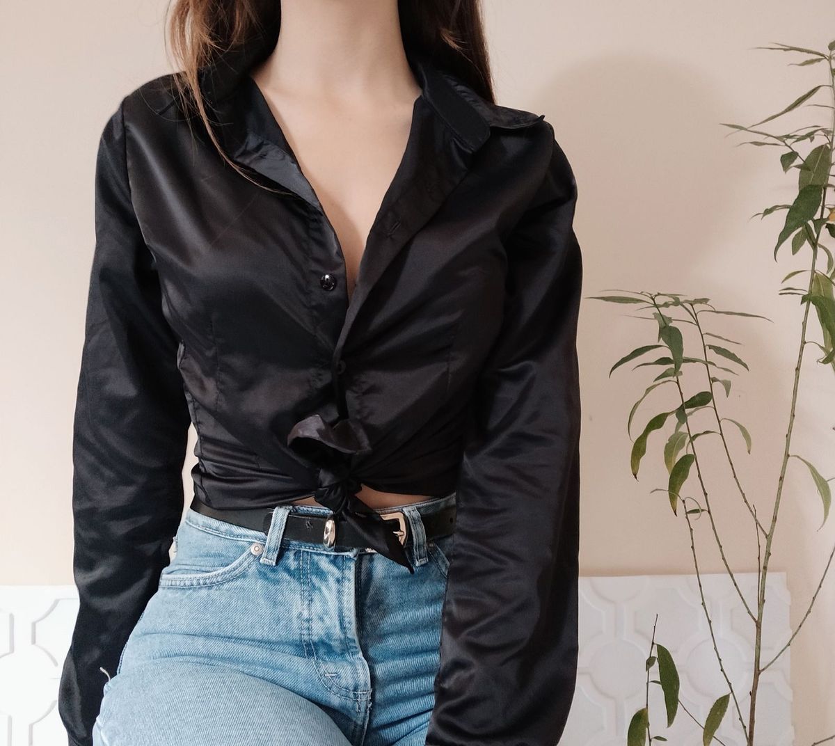 calça social feminina de cetim preta