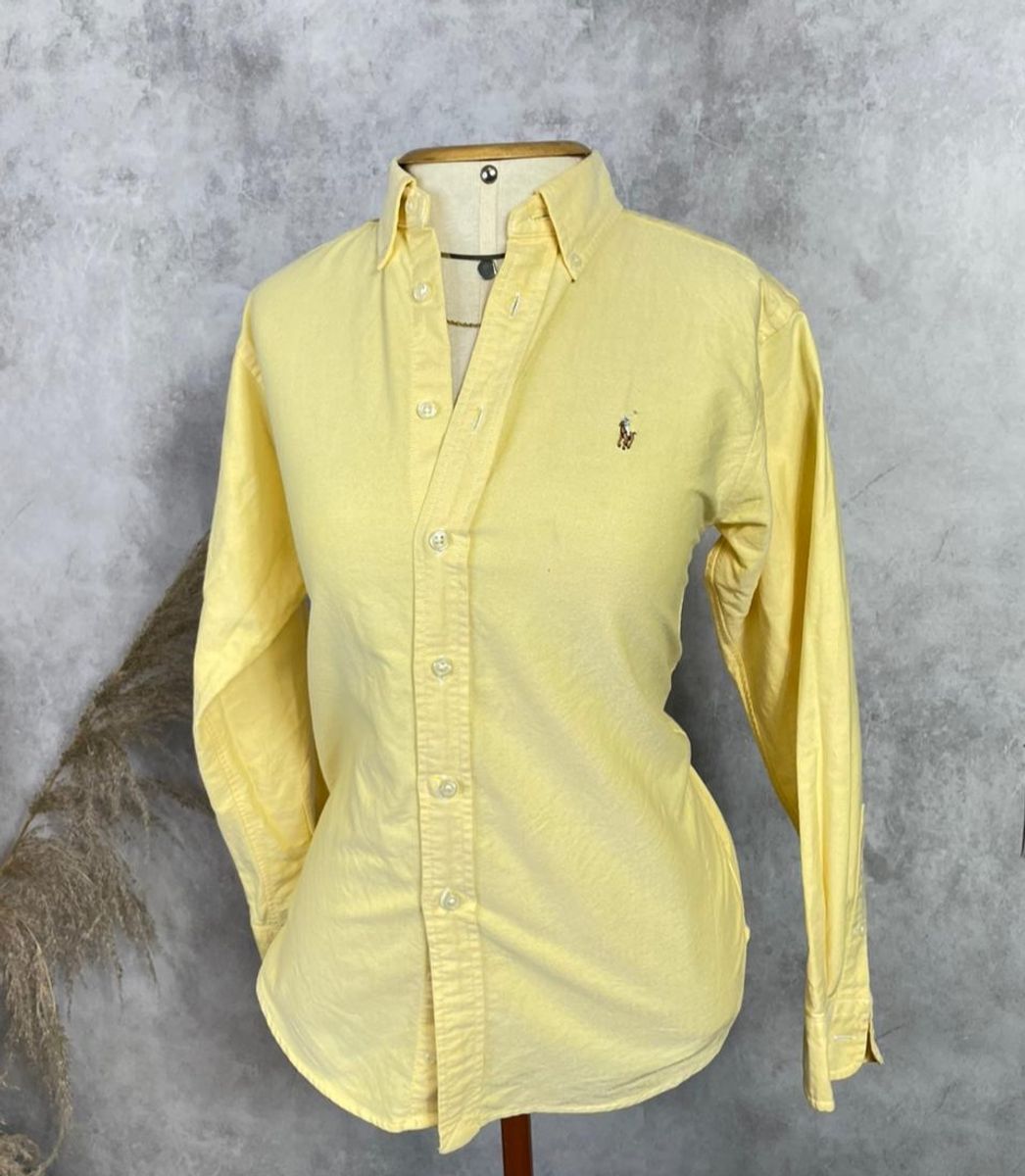 Camisa Social Ralph Lauren Feminina Tamanho P Amarelo Manteiga Pantone ...