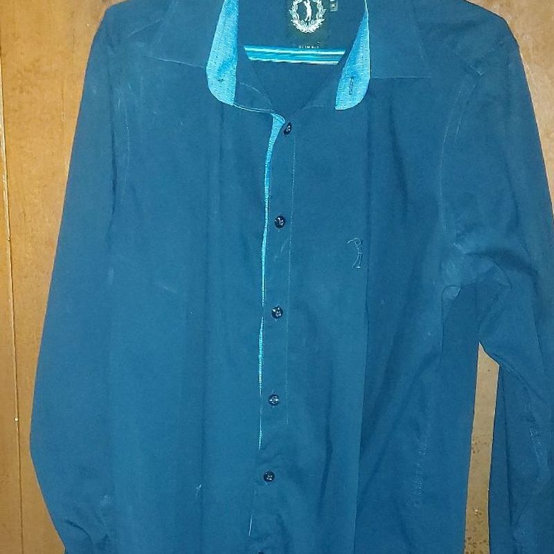 Camisa Social Slim Aleatory Azul Nova Tam M