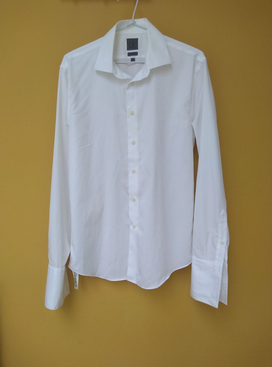 camisa social branca calvin klein