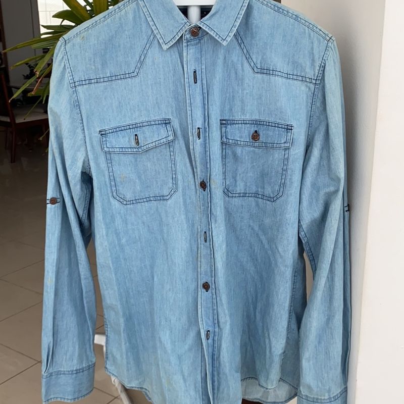 Camisa social hot sale tipo jeans