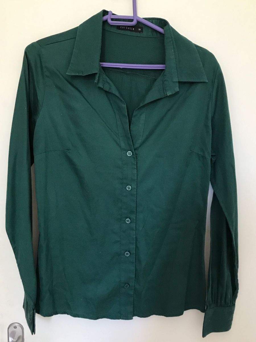 camisa verde feminina social
